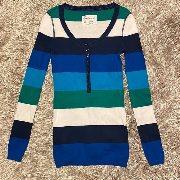 AEROPOSTALE Scoop Neck Long Sleeve Fitted Top - Picture 1 of 7